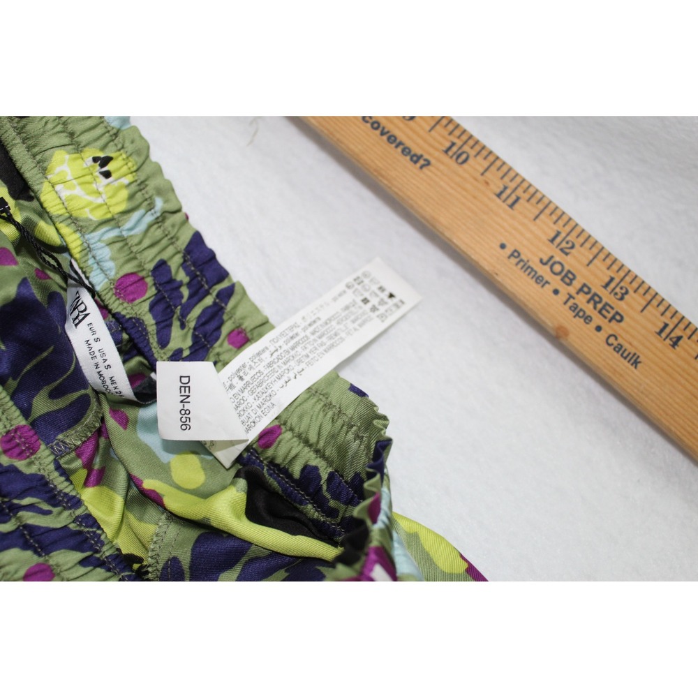 Zara Womens Floral Print Satin Shorts Green Purple Women size S  RN77302 NWT - Picture 4 of 10